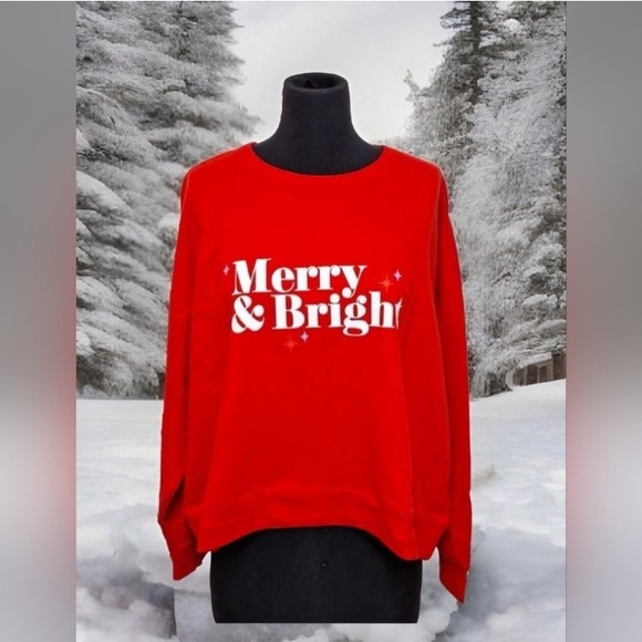 Target Wondershop NWT pajama top sweatshirt Merry and Bright - Picture 1 of 3